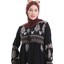 Viskon Kumaş Desenli Elbise 4078-05 Siyah 3