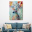 Geyik ve Renkli Çiçekler Dekoratif Kanvas Tablo, Duvar Dekoru 6196 2