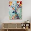 Geyik ve Renkli Çiçekler Dekoratif Kanvas Tablo, Duvar Dekoru 6196 3