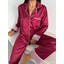 Bordo Saten Uzun Pijama Takımı 1