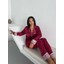 Bordo Saten Uzun Pijama Takımı 5