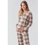 Termal Uzun Kollu Düğmeli Ekose Desenli Esnek Yumuşak Dokulu Pijama Takım 18221 4