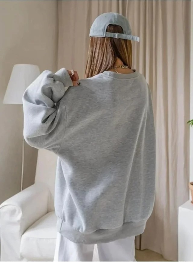 TeknoKapsül Düz Bisiklet Yaka Sweat - Gri - Gri / M görsel 4