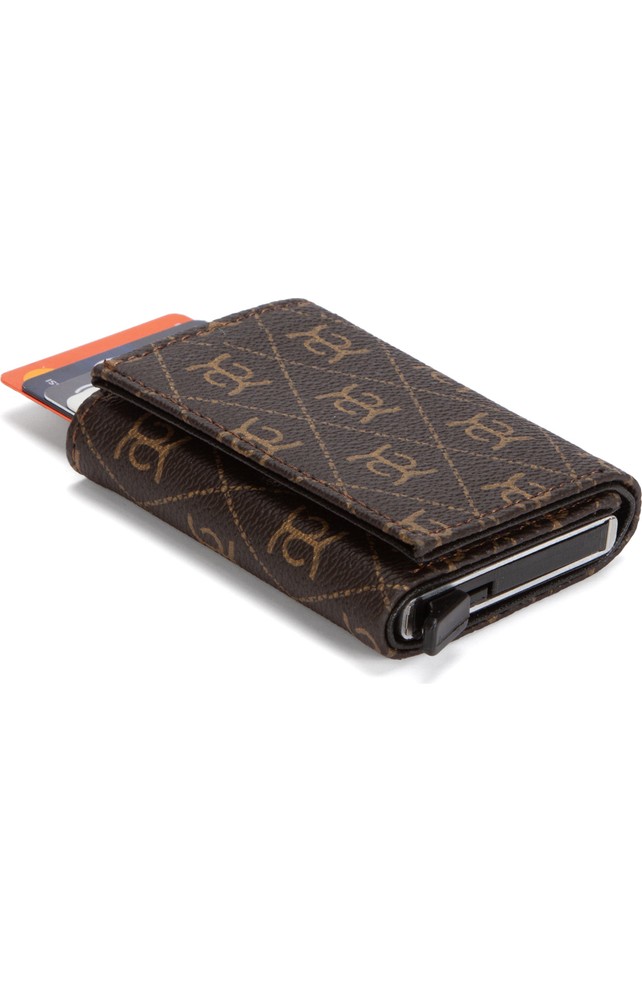 Sannora Bags Unisex Kahve Desenli Mekanizmalı Otomatik Kızaklı Kartlık Cüzdan görsel 7