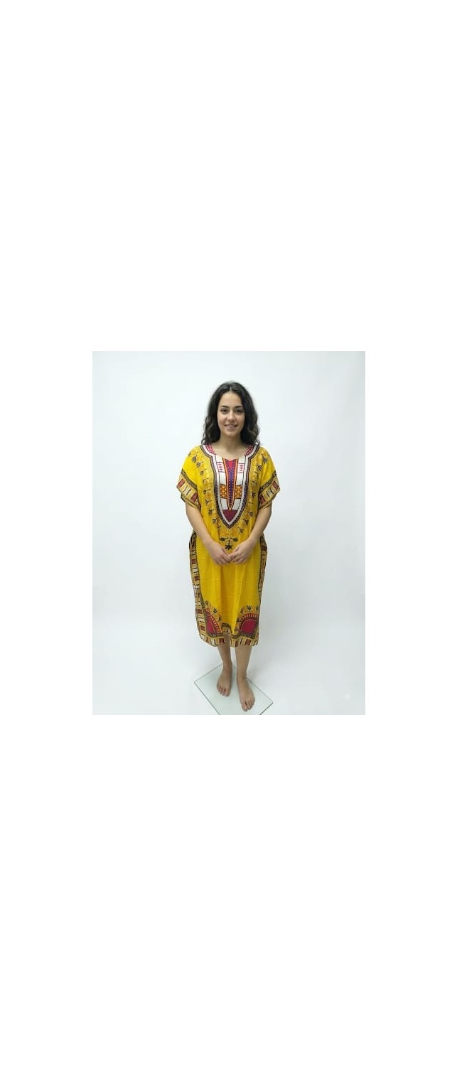 Ata Afrika Desenli Kaftan Elbise, Bol Kesim Dashiki Tunik Elbise, Günlük Etnik Desenli Kaftan Ev Elbisesi, Yazlık Rahat görsel 2