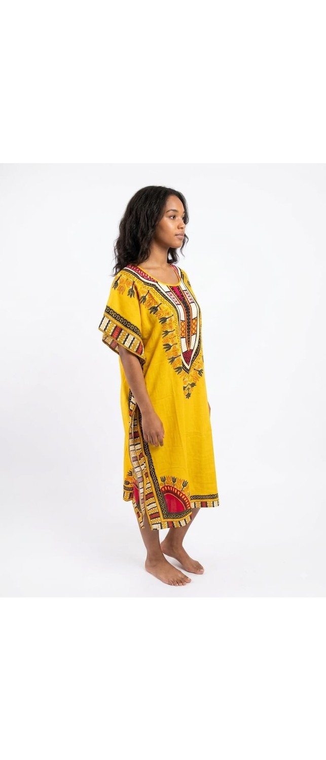 Ata Afrika Desenli Kaftan Elbise, Bol Kesim Dashiki Tunik Elbise, Günlük Etnik Desenli Kaftan Ev Elbisesi, Yazlık Rahat görsel 3