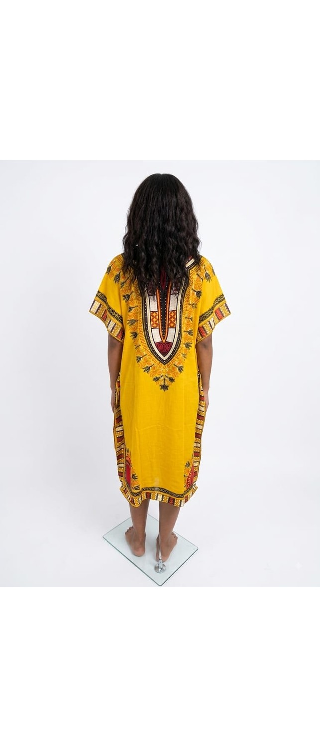 Ata Afrika Desenli Kaftan Elbise, Bol Kesim Dashiki Tunik Elbise, Günlük Etnik Desenli Kaftan Ev Elbisesi, Yazlık Rahat görsel 4