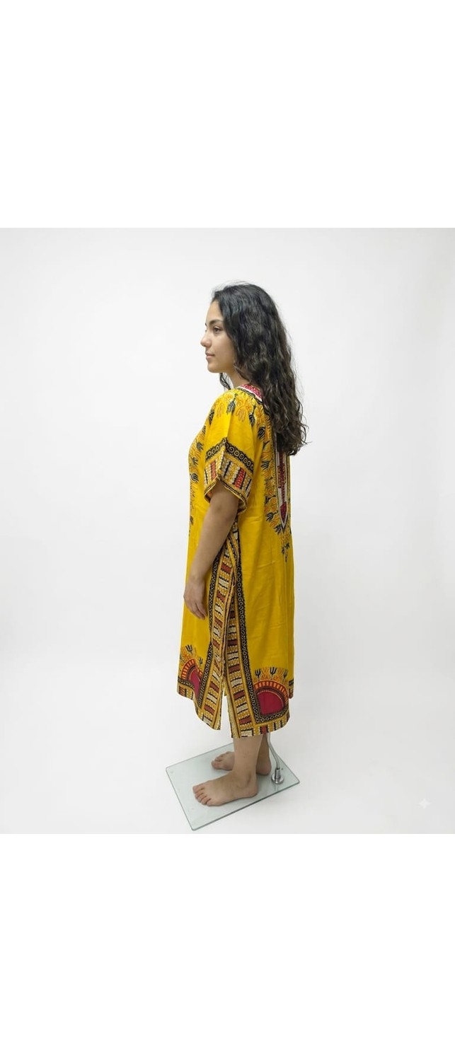 Ata Afrika Desenli Kaftan Elbise, Bol Kesim Dashiki Tunik Elbise, Günlük Etnik Desenli Kaftan Ev Elbisesi, Yazlık Rahat görsel 5