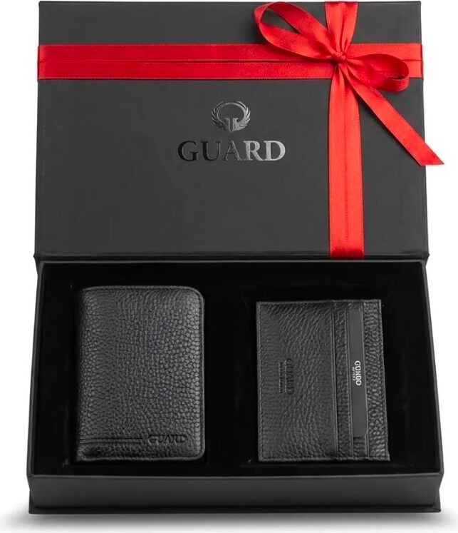 Hsc Bilişim Guard Hakiki Deri Erkek Cüzdan & Kartlık Seti, Özel Hediye Kutulu Siyah Premium Set