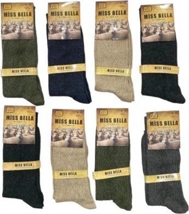 Hace Bazaar Miss Bella Lamswool Kışlık Erkek Çorap 8 Adet
