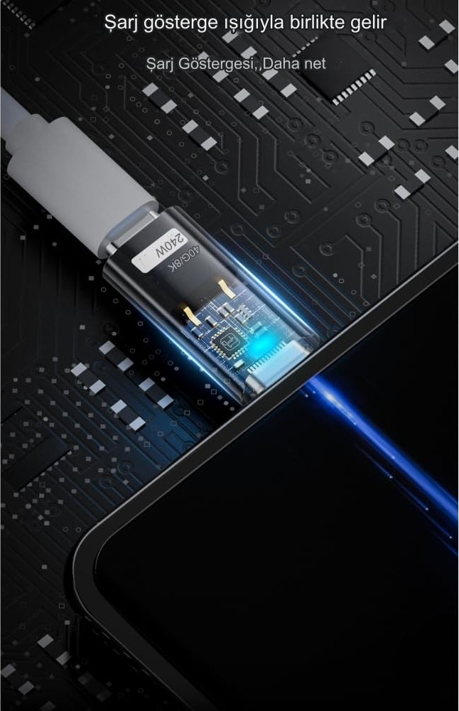 Aesco Livx Type C To Type C Usb3.2 240W 40GBPS 8k Hızlı Şarj Veri ve Görüntü Aktarımı Çevirici Adaptör Otgst görsel 5