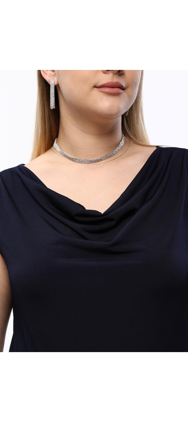 Sea Moda Degaje Yaka Sandy Büyük Beden Kadın Basic Bluz 4 Mevsim Rahat Kullanım Şık Atlet-Haki görsel 2
