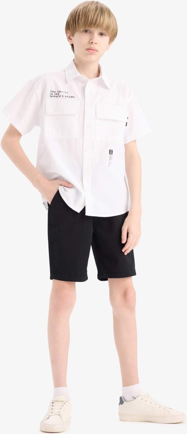 DeFacto %100 Pamuk Cepli Basic Gabardin Şort Erkek Çocuk C2955A825SM görsel 7