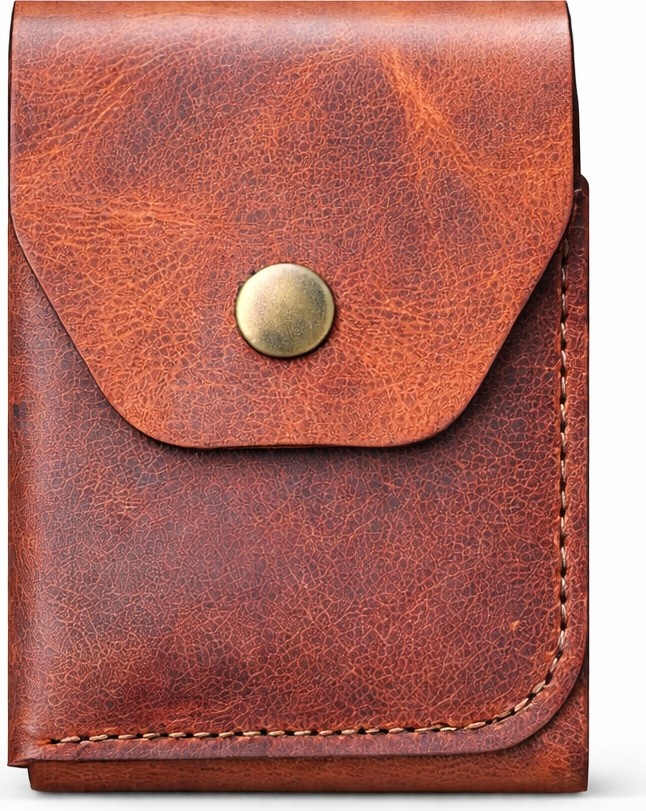 Bakani Leather El Yapımı Hakiki Deri Erkek Cüzdan, Çıtçıtlı Minimal Tasarım Kartlık Para Bölmeli