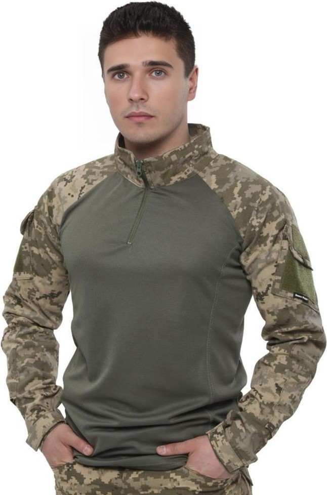 Single Sword Dirsek Detaylı Polo Yaka Yetişkin&Yetişkin Combat T - shirt - Beden: XL | Renk: Piksel