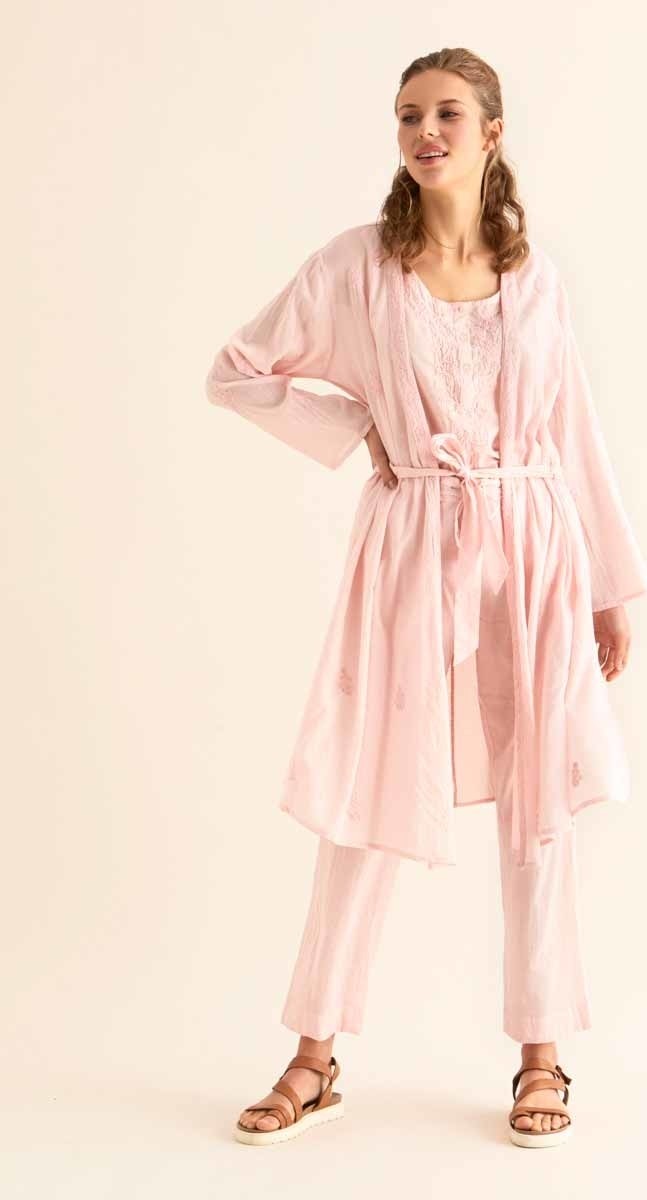 ROMAN İşlemeli Açık Kimono Açık Yeşil Y9962101_436