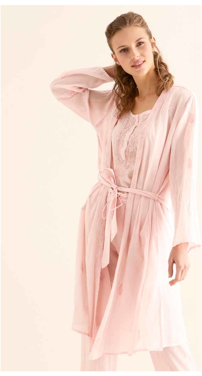 ROMAN İşlemeli Açık Kimono Açık Yeşil Y9962101_436 görsel 2