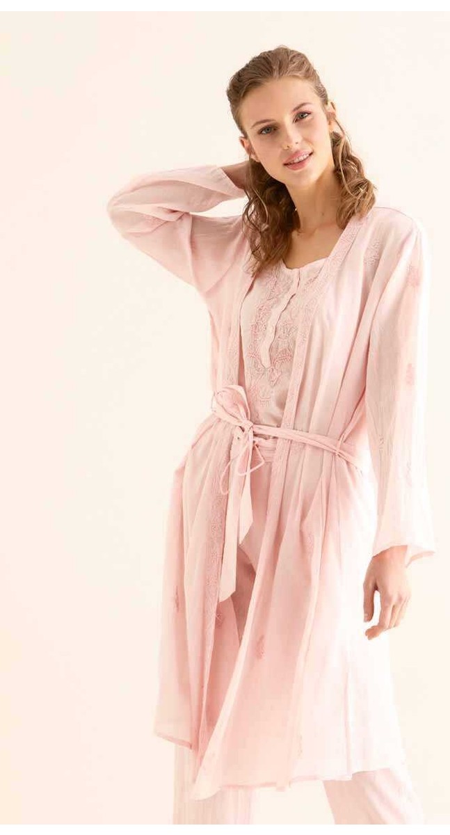 ROMAN İşlemeli Açık Kimono Açık Yeşil Y9962101_436 görsel 4