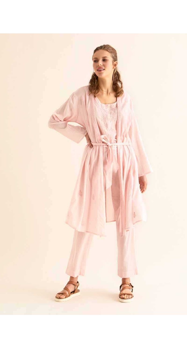 ROMAN İşlemeli Açık Kimono Açık Yeşil Y9962101_436 görsel 6