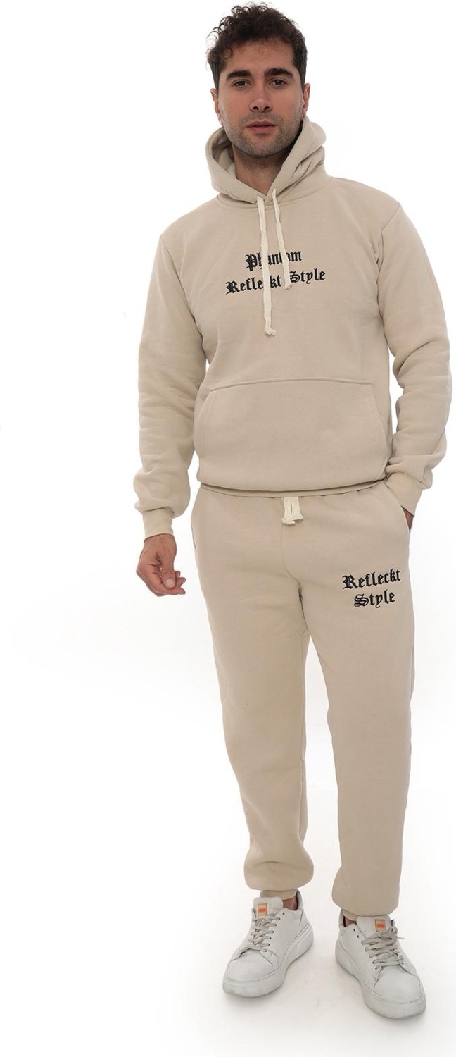 Xorvio Erkek Unisex Kapüşonlu Kanguru Cepli Şardonlu 3 Iplik Kışlık Içi Polarlı Günlük Eşofman Takım görsel 6