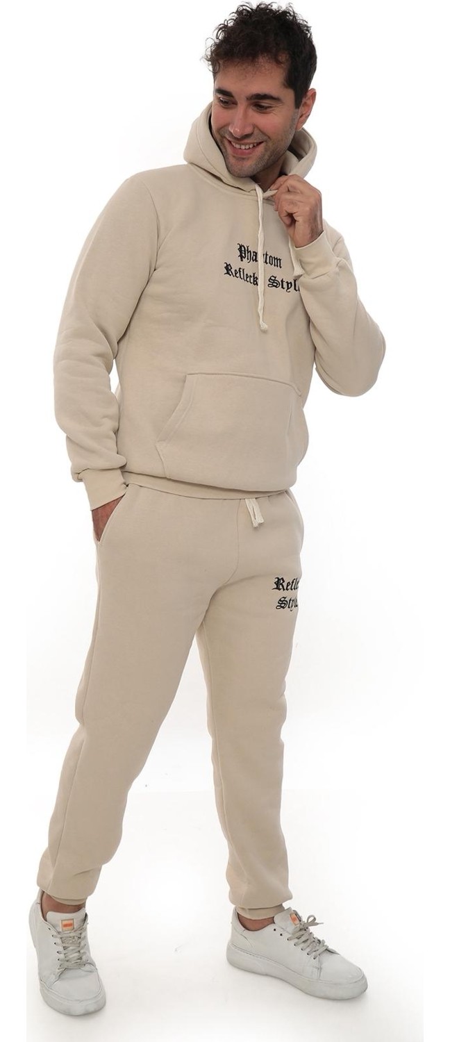 Xorvio Erkek Unisex Kapüşonlu Kanguru Cepli Şardonlu 3 Iplik Kışlık Içi Polarlı Günlük Eşofman Takım görsel 8