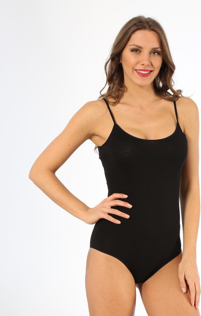 Akbeniz Bayan İp Askılı Çıtçıtlı Body 240 - Siyah