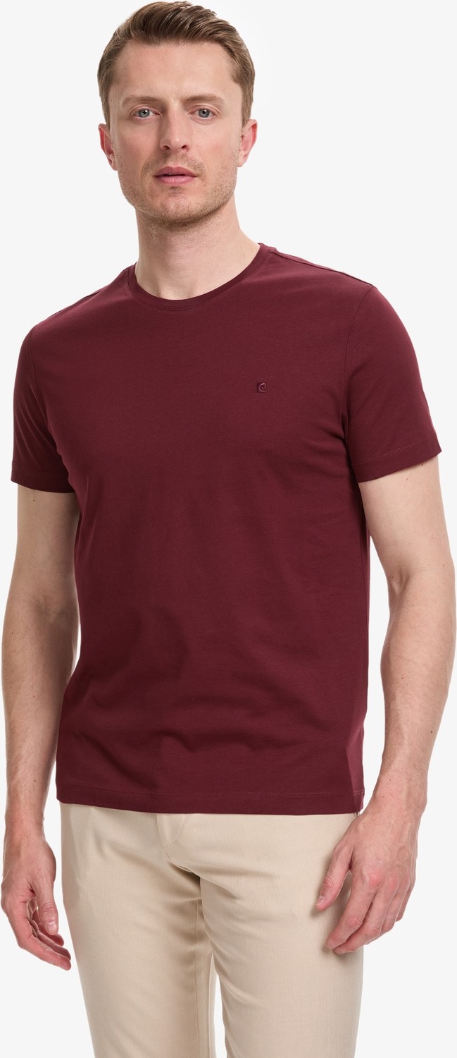 Pierre Cardin Erkek Bordo Slim Fit %100 Pamuk Bisiklet Yaka Basic Tişört 50325307-VR014 görsel 3