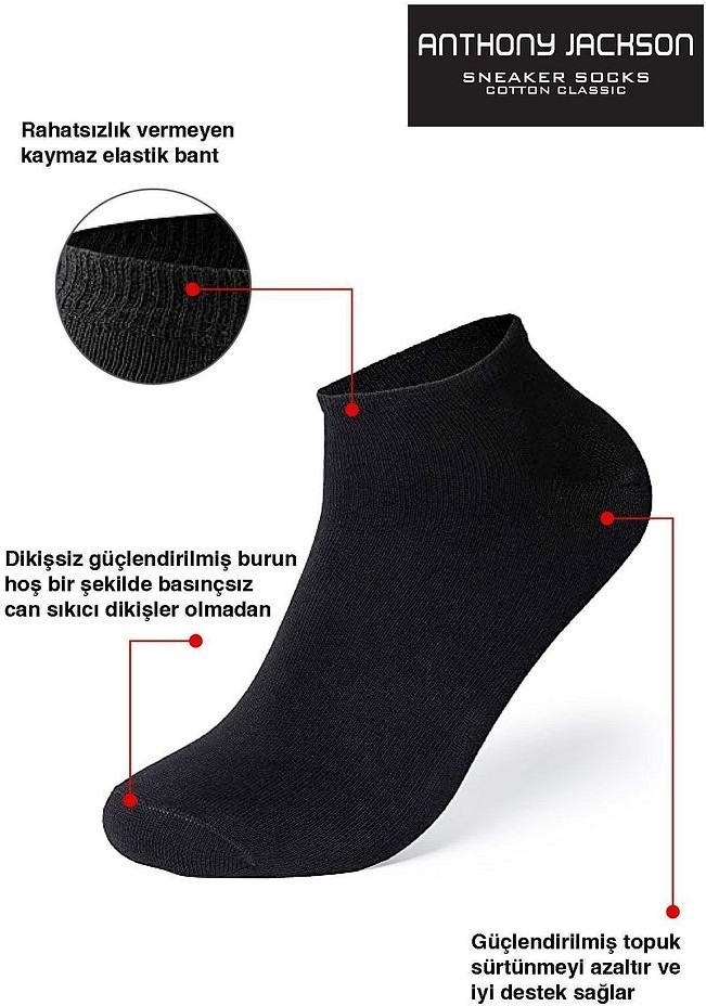 Anthony Jackson 10'lu Kutu Bambu Premium Dikişsiz Bay - Sneaker Çorap görsel 2