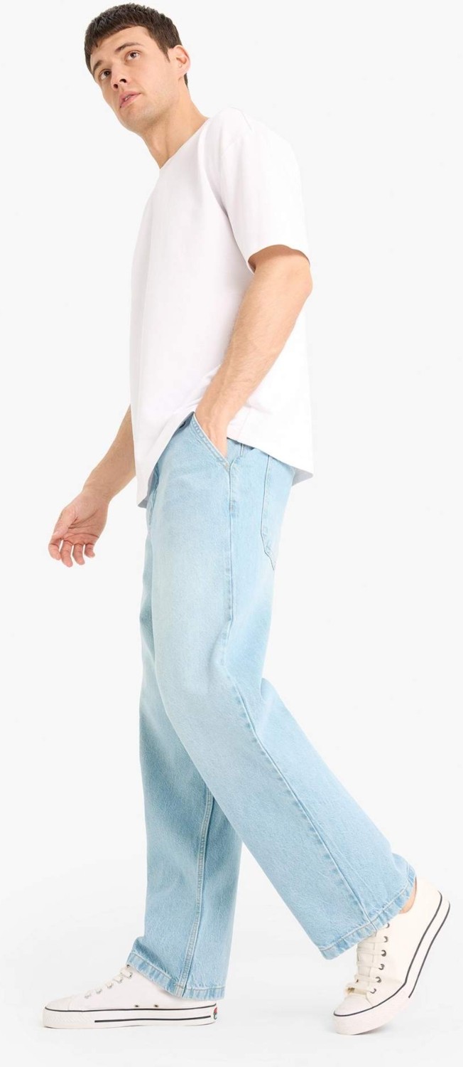 DeFacto %100 Pamuk Skater Fit Geniş Kalıp Yüksek Bel Geniş Paça Jean Pantolon F3925AX25SM görsel 4