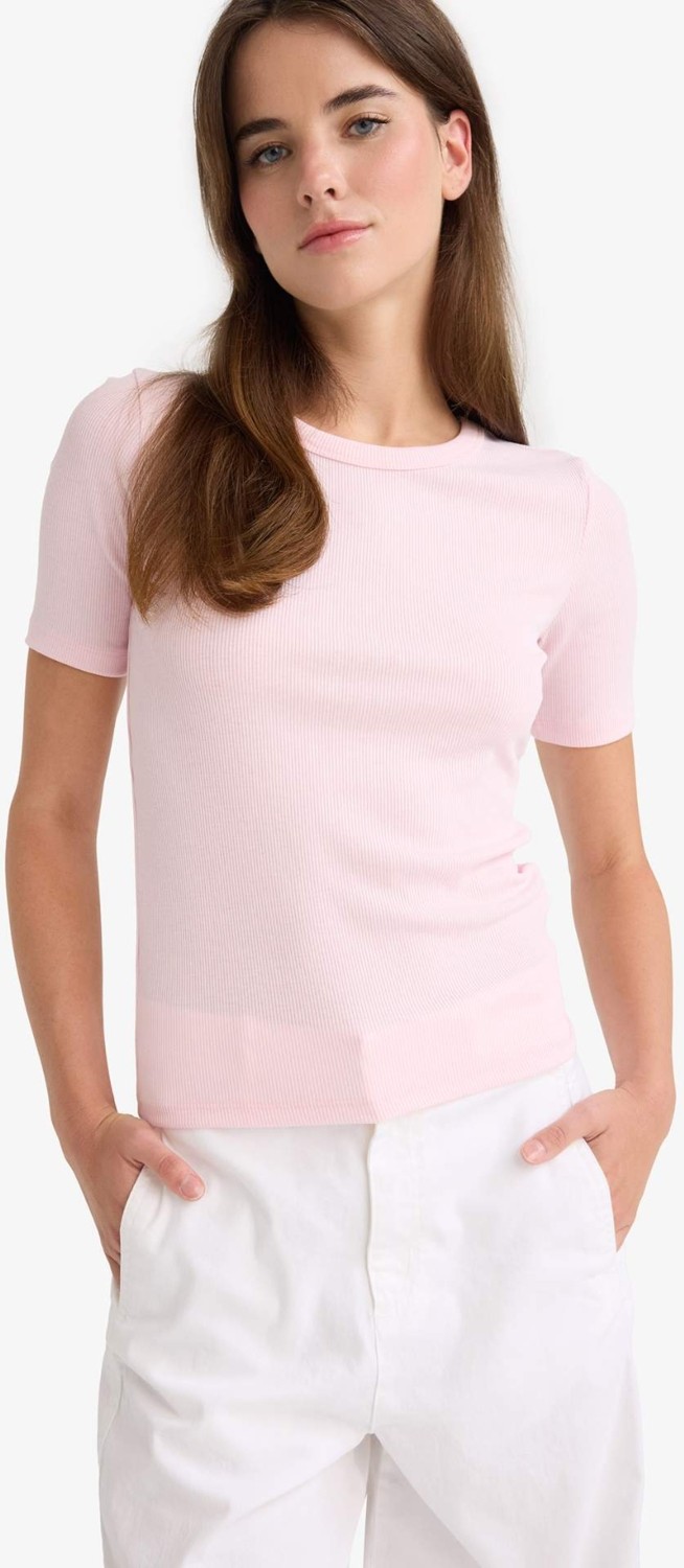 DeFacto Slim Fit Bisiklet Yaka Basic Fitilli Kısa Kollu Tişört C0097AX25AU