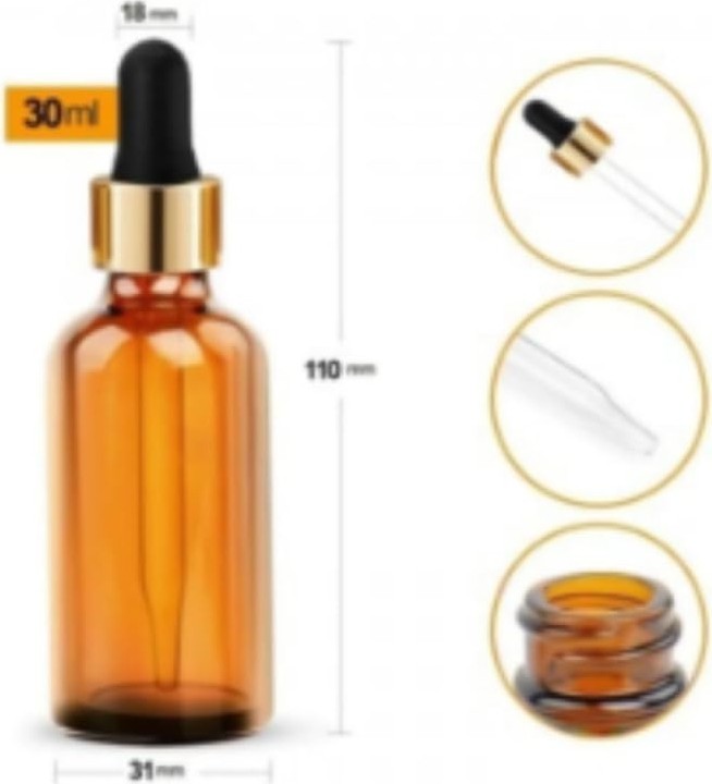 Kazan Hobi 30 ml Amber Cam Damlalıklı Kehribar Boş Şişe, 10ADET görsel 4