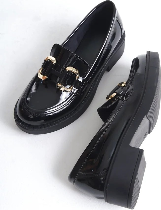 Fantastik Store Rugan Siyah Gold Tokalı Kadın Loafer TR17MS02A görsel 5