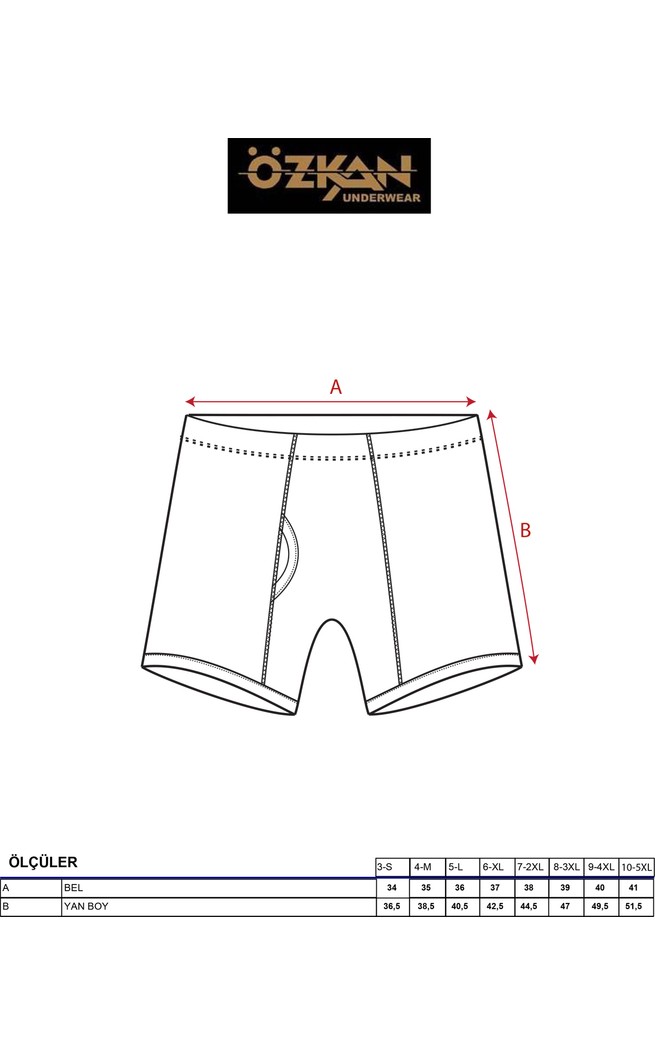 Özkan Underwear Özkan 0043 6'lı Paket Erkek %100 Pamuklu Penye Süprem Kumaş Esnek Rahat Torbalı Paçalı Don Boxer Külot görsel 5