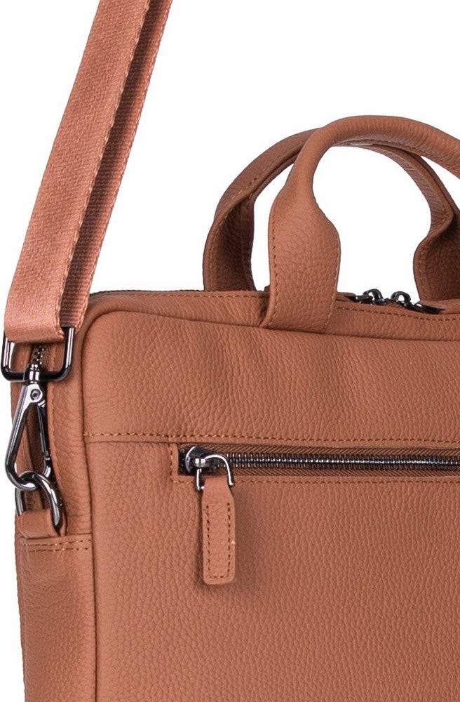 BloominBag Bloom Urban Shell Pro 16" Warm Tan Hakiki Deri Laptop / Macbook Çantası görsel 4