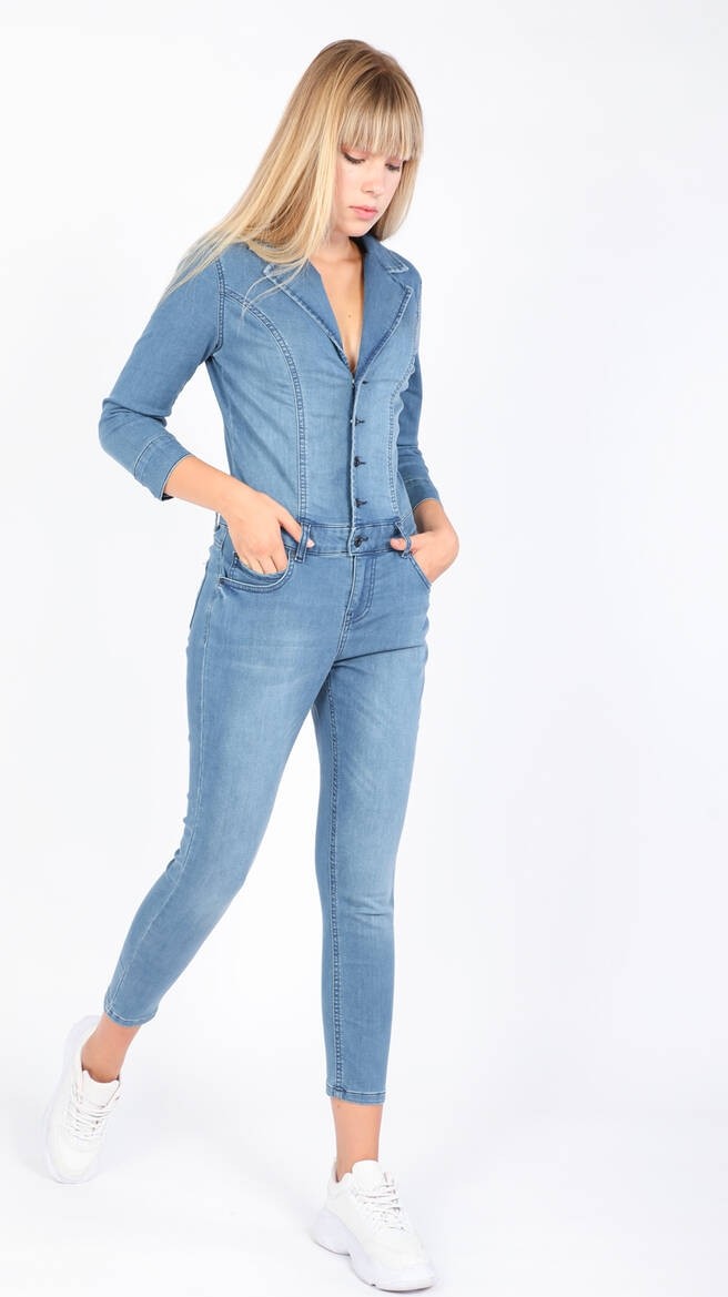 Banny Jeans Kadın Mavi Jean Tulum Pantolon görsel 5