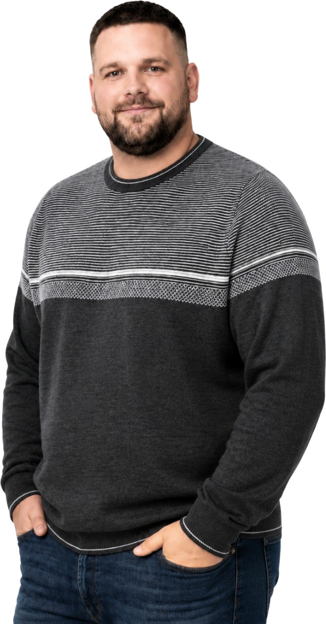 Battal Moda Erkek Büyük Beden Antrasit Bisiklet Yaka Ufuk Triko Kazak 5xl-6xl-7xl-8xl görsel 2