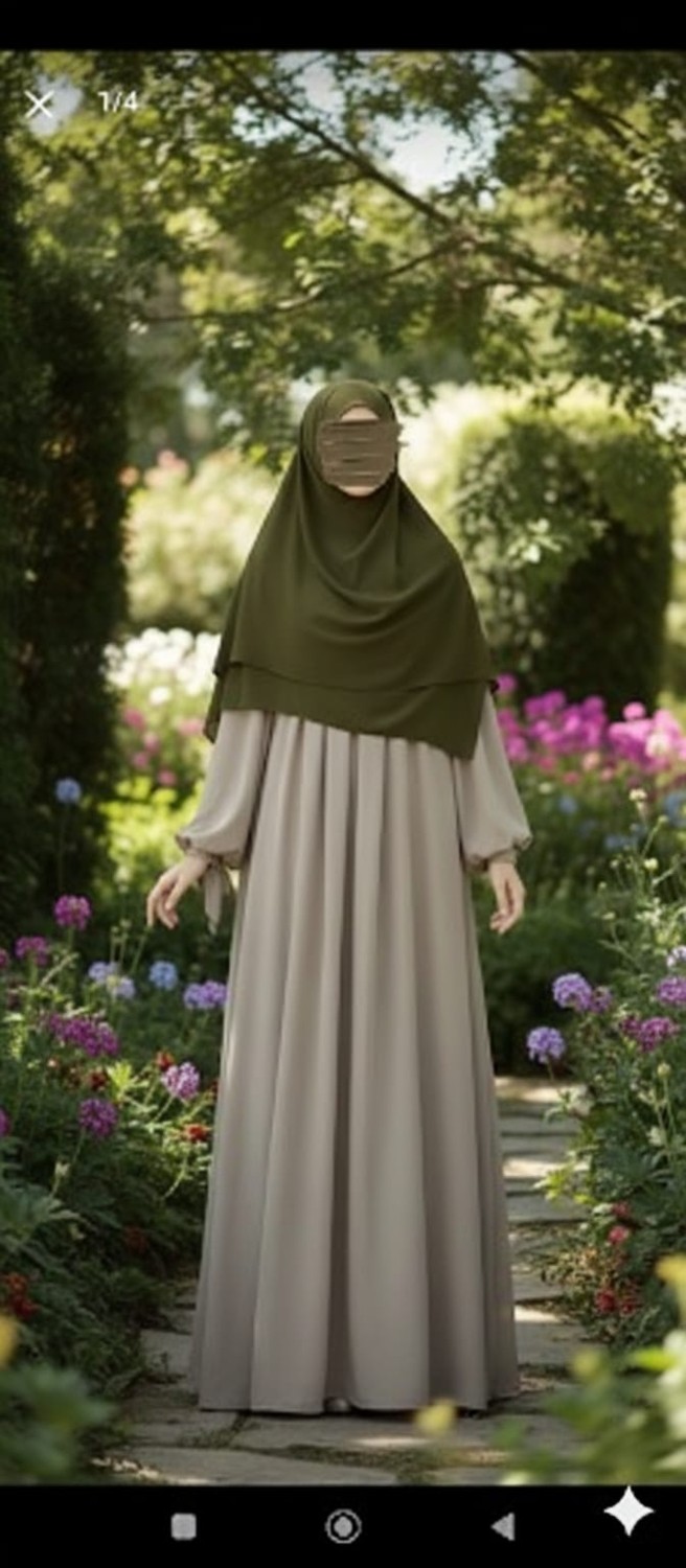 Fresco Scarfs Tesettür Hijab Mısır Medine Ipeği Eşarp 110x110 Küf Yeşili görsel 3