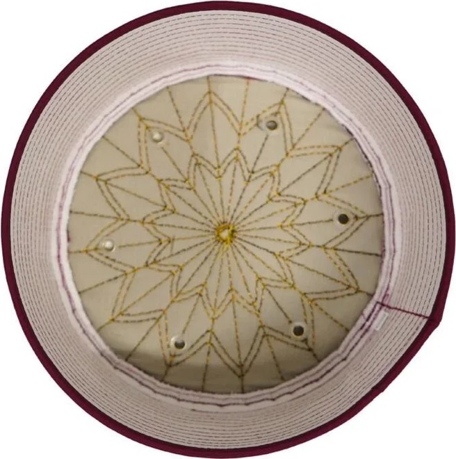 Sarıkhane Çocuk Imam Sarığı-Beyaz Kumaş-Bordo Takke-Düz Sarım-Kuş Gözlü-6 Metre görsel 3