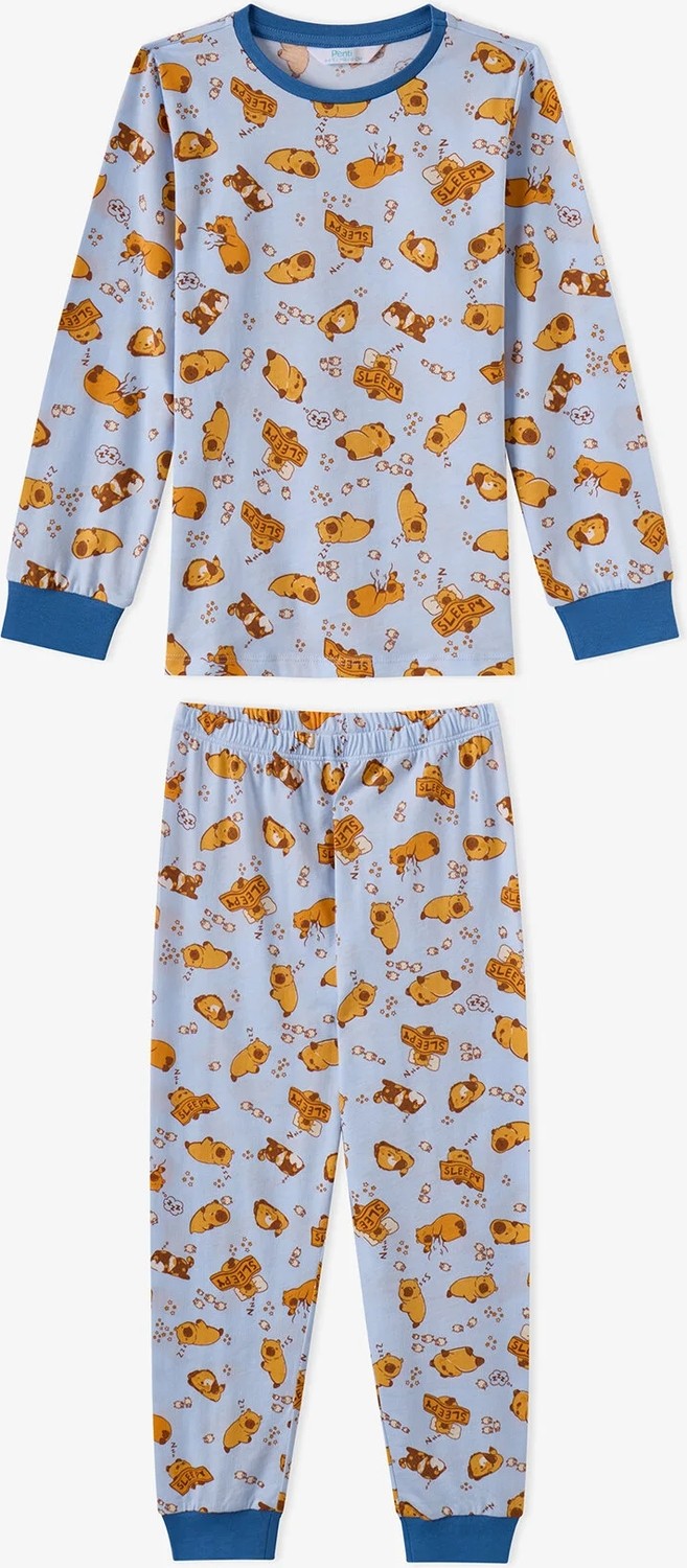Penti Erkek Çocuk Mavi Sleepy Club Pamuklu Uzun Kollu 2'li Pijama Takımı görsel 5