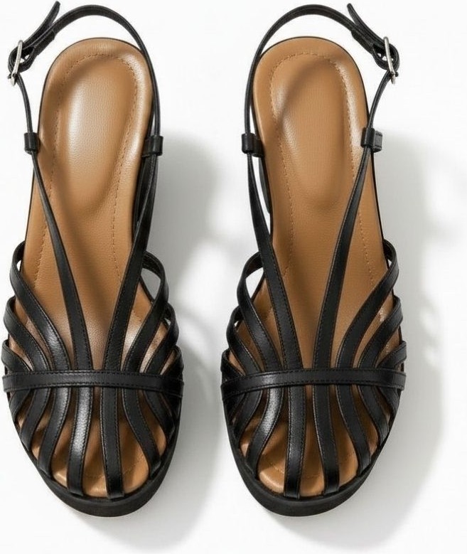 Ne&Ve Shoes Altın Deri Biye Kadın Takunya Sandalet görsel 8