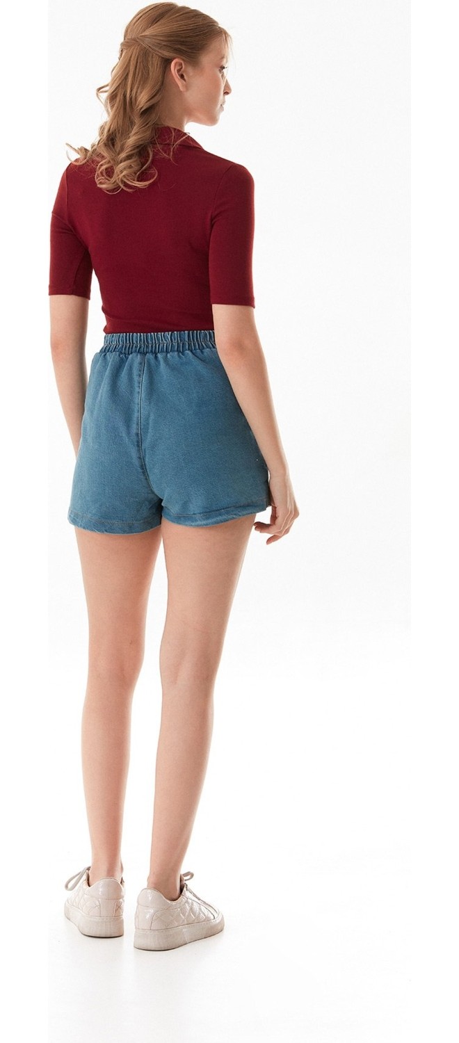 FullaModa Basic Polo Yaka Çıtçıtlı Likralı Modal Body görsel 4