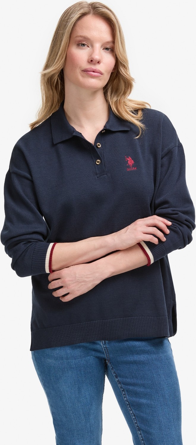 U.S. Polo Assn. Kadın Lacivert Polo Yaka Kazak 50314707-VR033 görsel 8