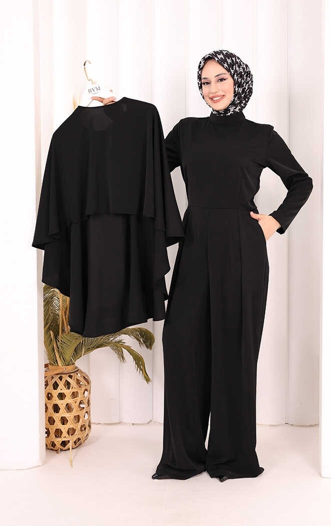 Bym Fashion Pelerinli Tulum 8022 Lacivert görsel 6