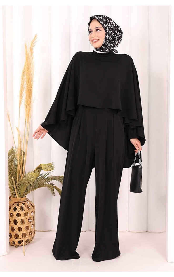Bym Fashion Pelerinli Tulum 8022 Lacivert görsel 7