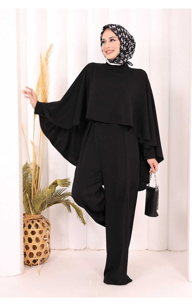 Bym Fashion Pelerinli Tulum 8022 Lacivert görsel 8