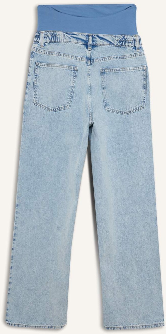 DeFacto Wide Leg Beli Lastikli Uzun Jean Yıkamalı Hamile Pantolon H2070AX26SM görsel 3