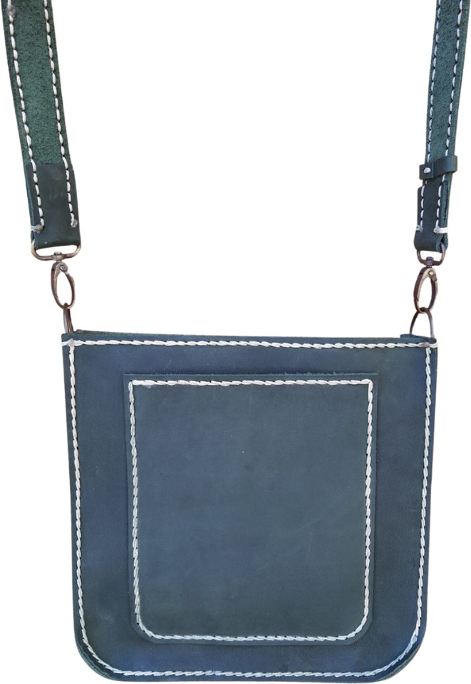 Semiramis Artemis Model Hakiki Deri El Yapımı Yeşil Unisex Tek Körüklü Küçük Postacı Çantası Vintage Model görsel 5