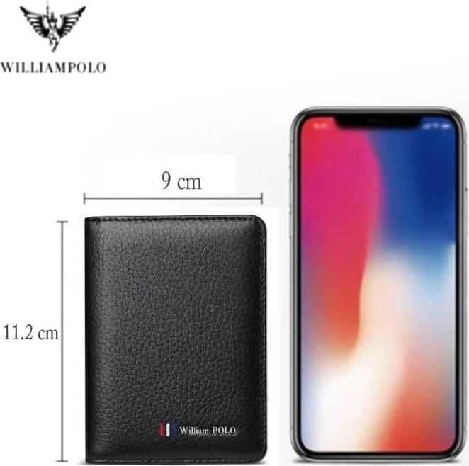 Happy Trend William Polo Italyan Malı Hakiki Deri Kısa Erkek Cüzdan Kartlık Premium Klasik Küçük Boy Siyah Erkek Cüzdan görsel 2