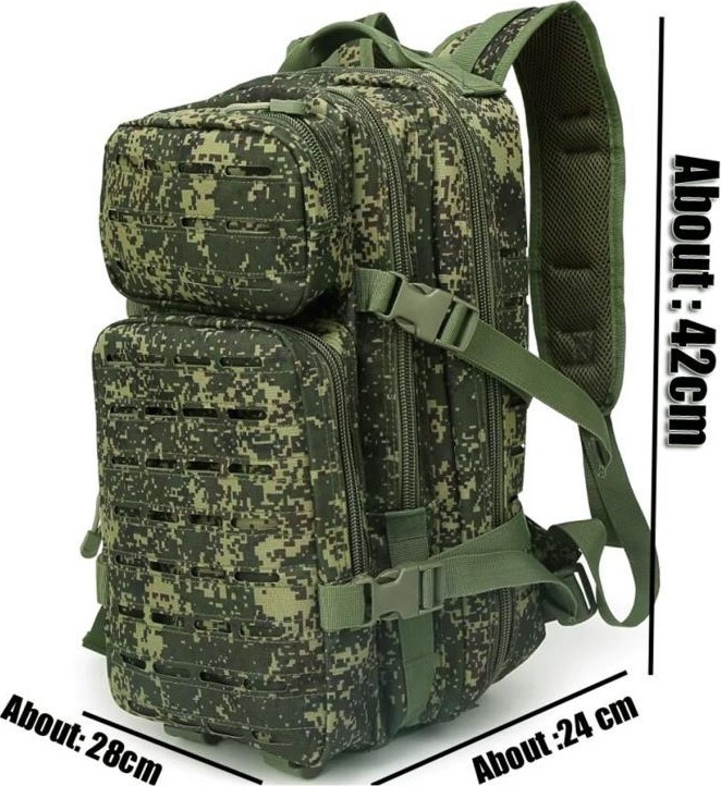 Single Sword 30 Litre Lazer Kesimli Taktik Outdoor Sırt Çantası - Standart Kullanım - Renk: WOODLAND görsel 2