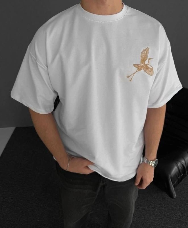 Fantastik Store Erkek T-Shirt Ön ve Arka Baskılı Oversize Bisiklet Yaka Tişort - Beyaz görsel 2